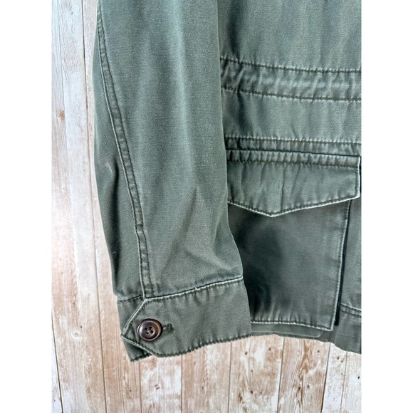 Old Navy‎ Utility Jacket Womens SP Olive Green Military Button Up Cotton Pockets - Picture 4 of 6